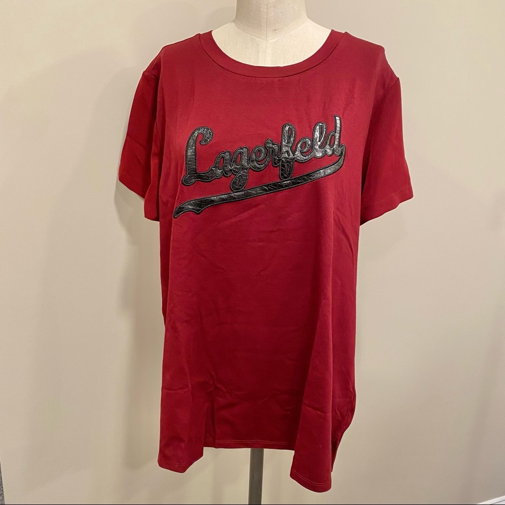 KARL LAGERFELD Paris Logo Tee Mulled Wine Color New Size Medium